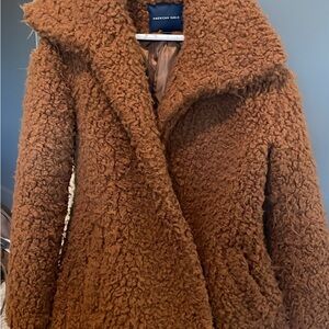 American Eagle Outfitters Women's Cozy Brown Teddy Jacket